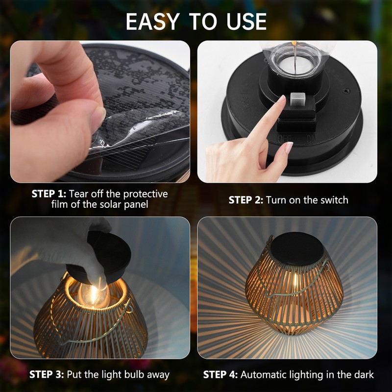 Solar Woven Hanging Lantern for Outdoor Decoration – Boho-Style LED