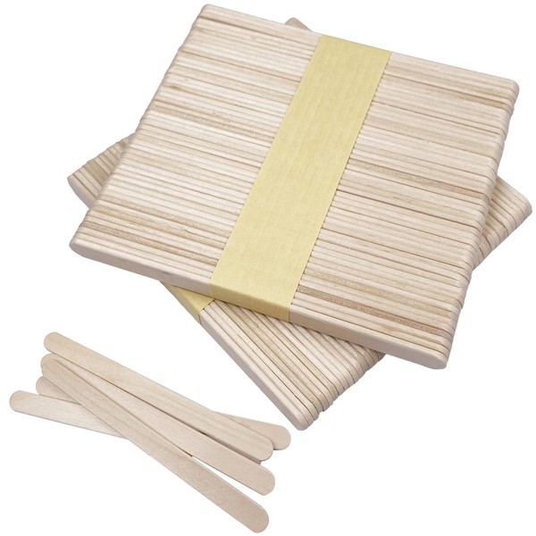 Firschoie Pack of 100 Wooden Ice Cream Sticks, 114 x 10 x 2 mm Wooden Sticks, Natural Wooden Sticks, Wooden Spatulas, Ideal for Making Ice Lollies, Crafts, Making Ice Cream