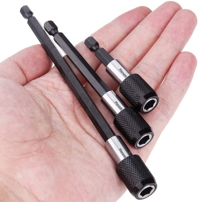 Mesee 3Pcs Drill Bit Extension, 1/4” Hex Shank Magnetic Chuck