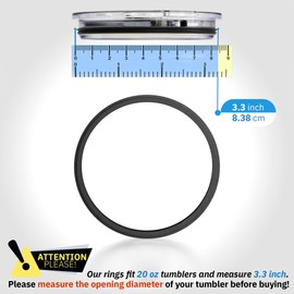 2 Pack - 20 & 10 oz Replacement Rubber Lid Ring, 3.3 Inch Diameter Gasket Seals, Black Lid Gasket Rings for Insulated Stainless Steel Tumbler fits Yeti, Ozark Trail, Beast and Renowned Brands