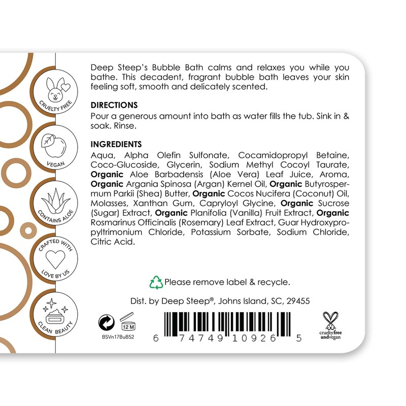 Deep Steep Bubble Bath, 17 oz (Brown Sugar Vanilla)