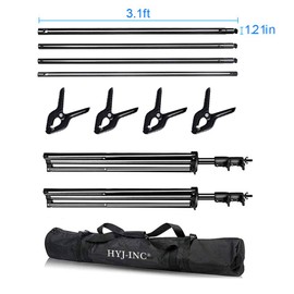 HYJ-INC 12ft x 10ft Photo Video Studio Heavy Duty Adjustable Photography Muslin Backdrop Stand Background Support System Kit with Carry Bag 4 Spring Clamps