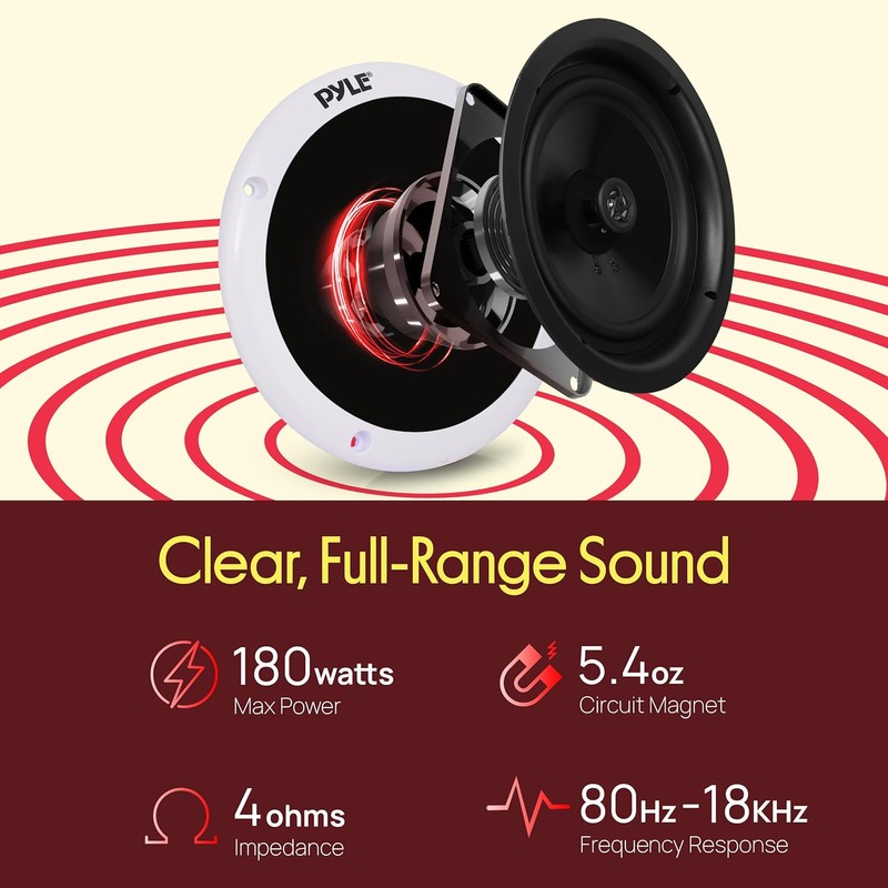 Pyle Marine Speakers - 5.25 Inch 2 Way Waterproof and