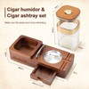 SEMKONT Cigar Humidor and Ashtray Set,Wooden Tray with Acrylic Humidor
