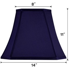 GO&SO Rectangular Blue Lamp Shades Square Cut Corner, 8x14x11 Inch Medium Table Lamp Shades, Natural Faux Silk Handcrafted, Easy Assembly Required (Set of 2) Medium Lampshade Replacement Modern