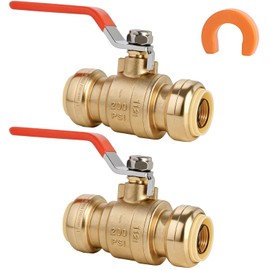 (Pack of 2) AB 1 Inch Push to Connect Ball Valve, 1 Inch Push Fit Ball Valve with Disconnect Clip, Full Port Water Shut Off Valve for Copper, CPVC,PE-RT and PEX Pipe, UPC Certified
