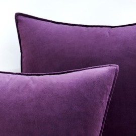 MIULEE Pack of 2 Decorative Velvet Throw Pillow Cover Soft Eggplant Purple Pillow Cover Solid Square Cushion Case for Sofa Bedroom Car 18x 18 Inch 45x 45cm