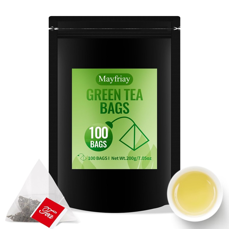 Green Tea Bags 100 Count，100% China Green te，Caffeinated，Reusable sealed packaging