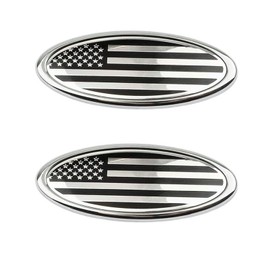 9.5 Inch Front Grille Rear Tailgate Emblem Compatible with 2015-2024 Ford F150,Overlay American Flag Decals Exterior Accessories, Silver (2Pack)