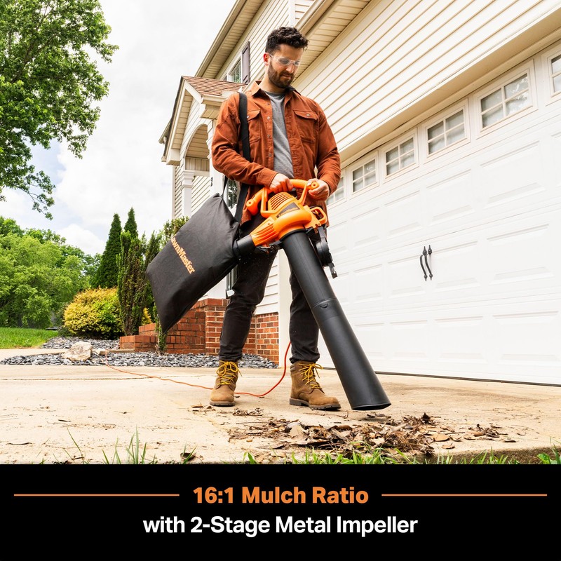 LawnMaster BV1210 Electric Blower Vacuum Mulcher 12 Amp 2-Speed Adjustment
