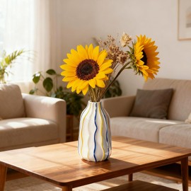 SUKIYPO Ceramic Vase, Modern Boho Vases, Medium Vases, Decoration, Living Room, Rainbow Vase, Aesthetic Flower Vase for Home, Living Room, Bedroom, Office, Farmhouse