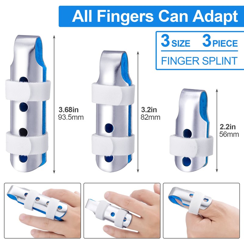 ANCIRS 3-Size Metal Finger Splint Support, Small & Medium &