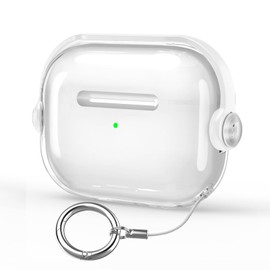 HEIGKOIK AirPods Pro 2 Case, Clear AirPods Pro 2nd Generation Case, TPU Protective Case with Lock, LED Visible, Shockproof, 2 Case, Wireless Charging, Carabiner Included (Transparent + White)