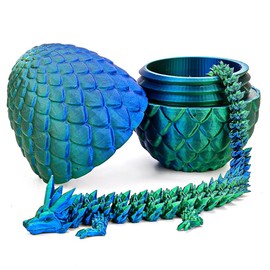 FVGYITG Laser Green 3D Dragon Egg Set,3D Dragon Eggs with Dragon Inside,Dragon Crystal Egg,Articulated Dragon,Flexible Joints Home Decor Executive Desk Toys, Creative Gifts (Laser Green)