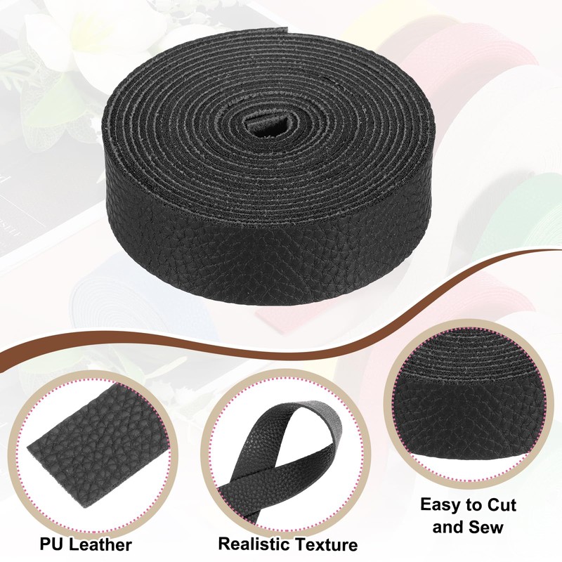 sourcing map Faux Leather Strap, 1" Width x 98" Long