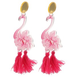 Healvian Tassel Flamingo Earrings Lightweight Dangle Ear Decoration for Women Durable Safe Material Allergy Cute Animal Bird Design for Everyday Wear and Special Occasions