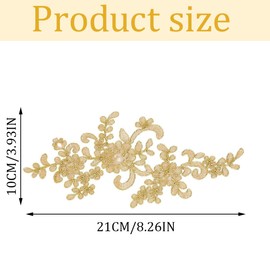 MIRKUZI Lace Trims 8 Pieces Leaf Flower Appliques, Golden Lace Embroidery Appliques, Dress Sewing Decorations, Polyester Decorative Accessories Fabric, DIY Craft Patches (Gold)