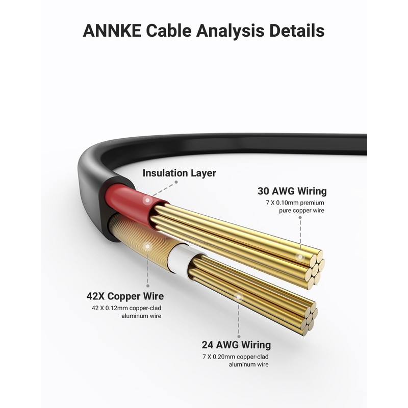 ANNKE 100 Feet (30m) UL Certified Surveillance Camera Cable, Fire-Rated