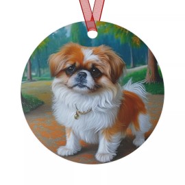 Printify Pekingese Puppy - Christmas Tree  Metal Ornaments