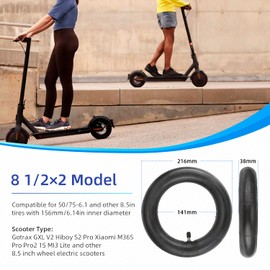 ulip (2-Pack) 8.5 inch Inner Tube 50/75-6.1 Thick Scooter Tube Universal 8 1/2 x2 Inflated Tube Replacement for Gotrax GXL Hiboy S2 Xiaomi M365 Pro Pro2 1S MI3 Lite and 8.5 Inch Electric Scooters