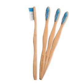 Woobamboo Bamboo Toothbrush 4 Pack - Adult - Super Soft BPA Free Nylon Bristles - Eco-Friendly, Biodegradable, Compostable, Vegan