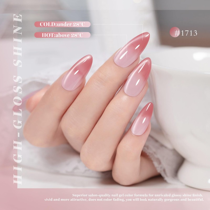 Light Pink to Rosy Pink Thermal Color Change Cat Eye