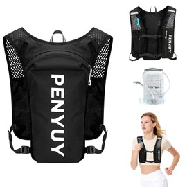 Running Vest with Water Bladder, Lightweight Reflective Running Hydration Vest, Adjustable Chest Straps 5L Running Backpack for Men Women for Outdoor Sports Marathon Hiking Cycling Climbing