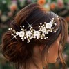 Atigy Flower Bridal Hair Vine Gold Wedding Hair Piece Pearl