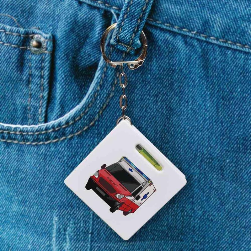 Azeeda 'Ambulance' Keyring Tape Measure/Spirit Level Tool (KM00038526)