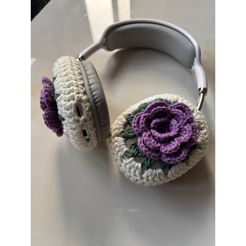 Hosootan AirPods Max Crochet Earphone Cover (E,Purple)