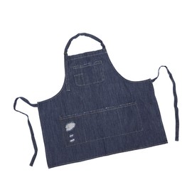 Pincy Denim Apron, Unisex Adjustable Bib Apron with Pockets for Cooking Kitchens (Dark Blue)