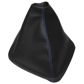 AERZETIX: Gear Stick Gaiter Faux Leather Black with Blue Stitching