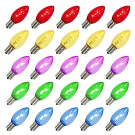 Vickerman 509845 - C9 Intermediate Screw Base Multi-Color LED Transparent Dimmable (25 pack) Christmas Light Bulbs (XLEDTC90-25 25/PK)