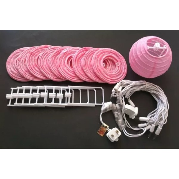 Unbranded CHINESE JAPANESE PINK COLOR PAPER LANTERN STRING LIGHTS 4"