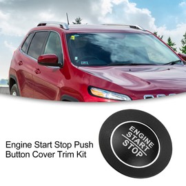ACROPIX Engine Start Stop Button Cover Kit Push Start Button Trim Sticker Fit for Jeep Cherokee - Pack of 1 Black