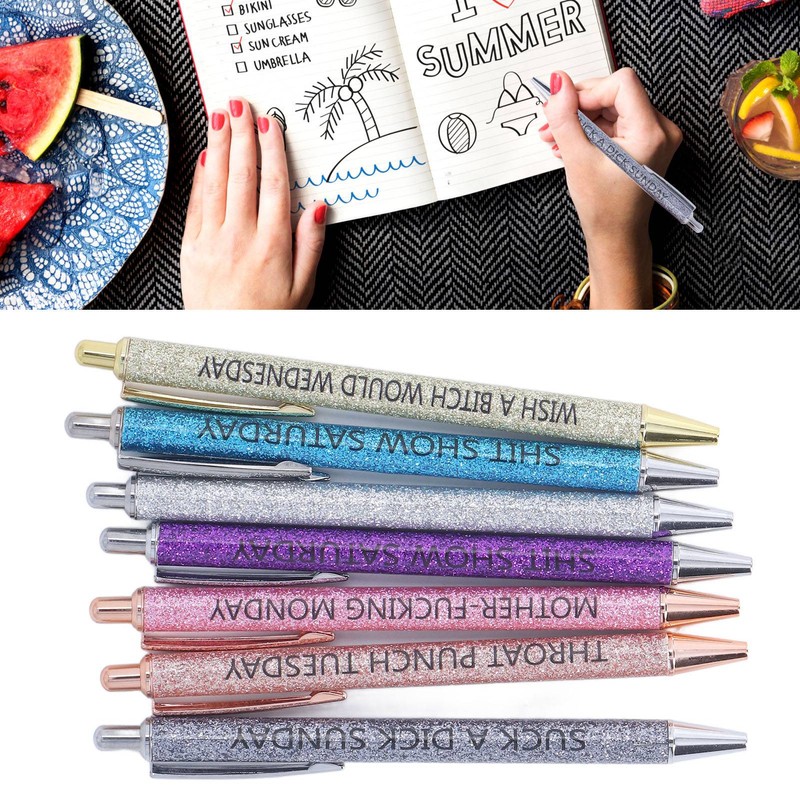 7Pcs Anti Slip Ballpoint Pens Quick Drying Plastic Ballpoint Pens
