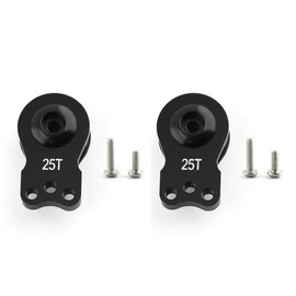 UCCKEYI 2Pcs 25T Alloy Aluminum Servo Saver Upgrade Parts Steering Arm Compatible with 1/10 RC Cars Truck (Black【2-Pack】)