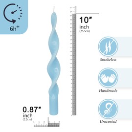 10 Inches Spiral Taper Candles Colorful Twisted Candle Dripless Long Candles, Handmade Candlesticks for Wedding Dinner Decor, Set of 4(Blue)