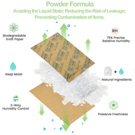 Wisesorb 75% Two-Way Humidity Control Packs, 60 Gram 20 Pack for Storing 1 lb, Size 60 Moisture Control Packets Individually Wrapped, Humidifier Packs for Storage Containers Hydration Packets