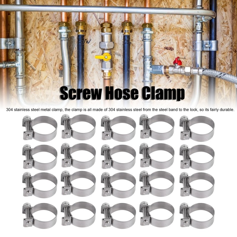 20PCS Hose Clamp Mini Stainless Steel Screw Hose Clip for