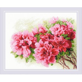RIOLIS - Gorgeous Azalea 2258 Flower Cross Stitch Kits Cross Stitch Kit for Beginners and Intermediates, Counted Cross Stitch Kits for Adults, Counted Embroidery Kits, Flower Embroidery Kit