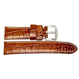 24MM Brown Alligator Grain Genuine Leather Watch Band Strap FITS BULOVA