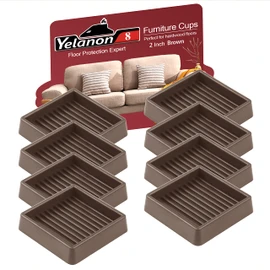 Yelanon Furniture Coasters,8 Pcs 2” Furniture Caster Cups - Non Slip Pads Hardwood Floors - Non Skid Furniture Grippers, Rubber Furniture Feet, Anti Slide Floor Protector for Bed Couch Stoppers