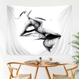 YISUMEI Alynsehom Tapestry Kissing Lovers Tapestry Wall Hanging Abstract Sketch Art Romantic Men or Women Kissing Tapestries Hippie Bedroom Living Room Dorm Decoration(M/130x150cm/51x60inch)