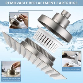 Nuodan High Pressure Rain Shower Head with Filtered - 8" All Metal Square Showerhead Filter for Remove Chlorine and Harmful Substances, Brushed Nickel