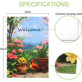 BIT.FLY Welcome Summer Bird Garden Flag 12x18 Inch Double Sided Vertical, Burlap Small Floral Cardinal Garden Yard Flags for Outside Outdoor House Spring Summer Decoration