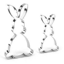 Augesak Easter Bunny Large, Pack of 2 Cookie Cutters, Easter, Rabbit Cookie Cutter, Large, Easter Stainless Steel Rabbit Cutter, Cookie Cutter Rabbit for DIY Easter Baking