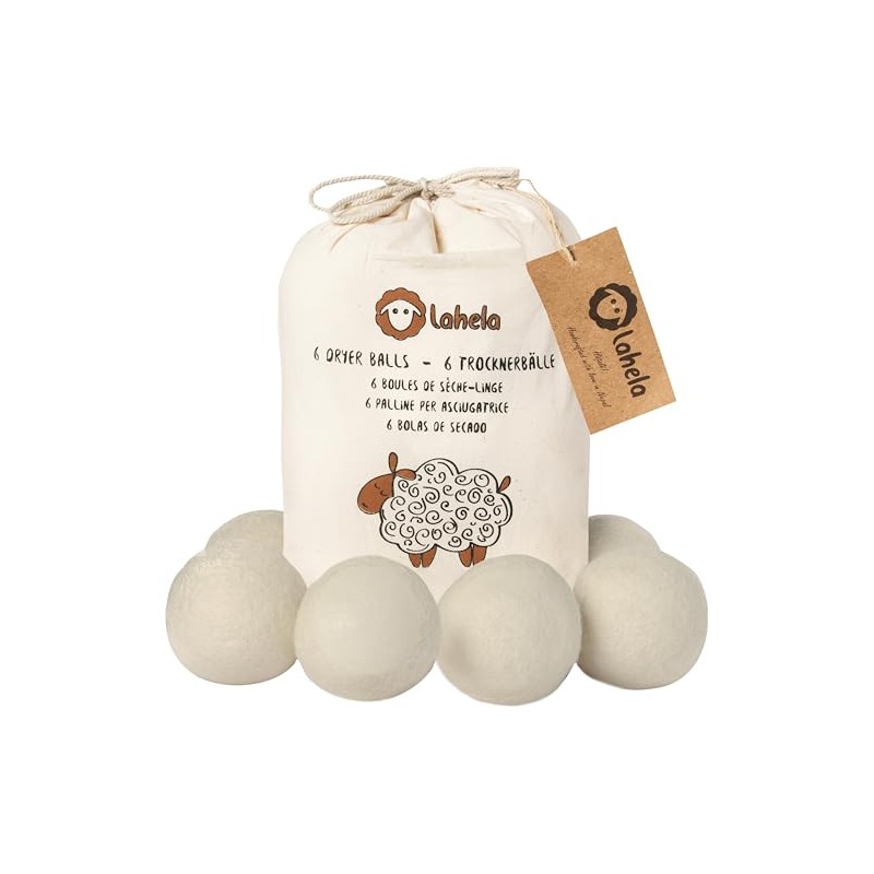ESSENTIALS Dryer Balls Set of 6 [High Felt Density]. Sustainable