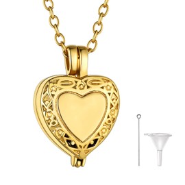 GoldChic Stainless Steel Women's Ashes Urn Necklace Memorial Heart Urn Necklace for Ashes in Silver/Gold Forever in Hearts Keepsake for Friend Family Pet with 51 cm + 5 cm Chain, Lead, stainless