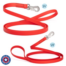 Randstark Biothane Waterproof Durable Dog Leash with Herm Sprenger Stainless Steel Swivel Snap Hook, 6 ft - for Medium and Large Dogs - Made in USA (Cherry Red, W5/8" x L6')